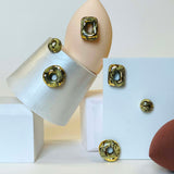 Ceramic Doughnut Marbling earring (square) (6642403639414)