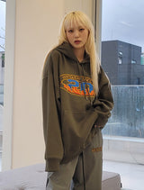 VENTIQUE flame embroidery fleece hood 4color (6636434194550)
