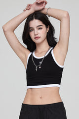 mii リブ クロップタンクトップ / mii RIBBED CROP TANK TOP BLACK