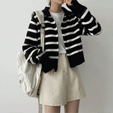 サネデイリーカラーニットジップアップ / Sanne Daily Collar Knit Zip-Up