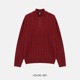 ローワーツイストセミジップアップニットウェア / Lower Twisted Semi-Zip-Up Knitwear (4 colors)