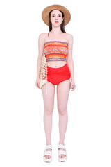 エスニッククロップチューブトップ/Ethnic crop tube top (orange)