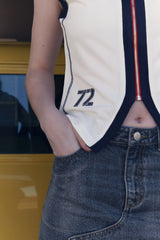 FULL OPEN PIQUE SLEEVELESS [WHITE]