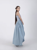 アンバランスシャーリングワンピース / UNBALANCED SHIRRING LONG DRESS #BLUE