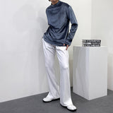 CRベルベットモックネックロングスリーブシャツ/CR Velvet Mock-neck Long-Sleeved Shirt (4 colors)
