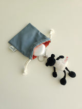 Two tone string pouch - skyblue gray S