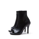 Open Toe Slim Ankle Heel(Matt Black)
