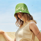 VA digital logo jacquard summer bucket hat Green
