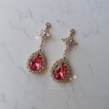 Romantic Queen Waterdrop Crystal Piercing - Rosepink