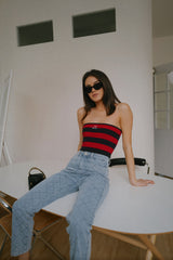 ラケットクラブストライプチューブトップ / SQB Racquet Club Striped Tube Top