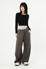 Olive wide-neck crop long sleeve