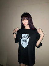 LEKIM DEVILL CAT T-SHIRT PIGMENT BLACK