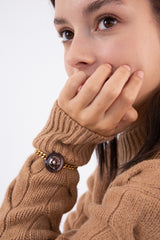 シグネイチャーボタンウィズボールドチェーンブレスレット/Merry,Motive signature button with bold chain bracelet (2colors)