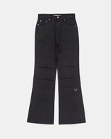 D-ring incision pintuck cotton bootcut pants