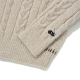 CHERRY V-NECK CROP CABLE KNIT [OATMEAL]