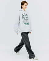オーバーサイズタイポフーディー/OVER SIZE TYPO HOODIE-WHITE MELANGE