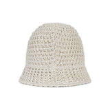 Monogram label knit punching summer bucket hat Cream