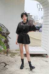 チェーンメッシュボックスTシャツ/TOP(8101) chain mesh box tea
