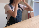 フレンチワイドデニムオーバーオールサスペンダージャンプスーツ / French wide denim overalls suspenders jumpsuit