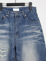 ローライズパッチデニムズボン/low-rise patch denim trousers