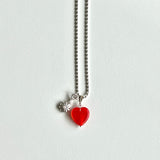 グラスハートネックレス/GLASS HEART NECKLACE(RED)