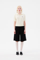 ドゥードゥルチェリーハーフレングスバンディングパンツ / DOODLE CHERRY HALF LENGTH BANDING PANTS [BLACK]