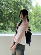 フレアストリングクロップドノースリーブ