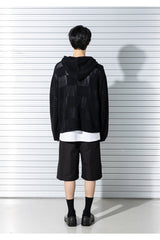 チェックボードメッシジップアップニット/CHECKERBOARD MESHED ZIP-UP KNIT