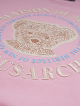 Women's Crop Bear Friends Embo Embroidery Sweatshirt Pink(FCB3TS355W)