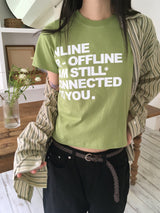 オフラインレタリングセミクロップ半袖Tシャツ