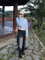 プラントワイドデニムパンツ