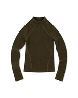 FLEECE CROP HALF ZIPUP (KHAKI)