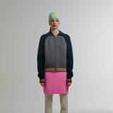 TROPICAL ZIP-UP LONG CARDIGAN_MELANGE GREY