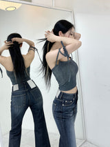 ハイライトウォッシングデニムブーツカットパンツ/800. Highlight washing denim boots cut pt