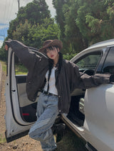 (UNISEX) ラインダメージ配色デニムパンツ