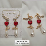 ハートラブウィングイヤリング / Red Heart Love Wing Earring