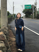Deep ocean denim set up pants 