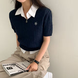 [Bellide made] モアVネックショートTスリーブニット