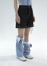 Denim Ribbon Shorts