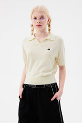 モノチェリーオープンカラーニット / MONO CHERRY OPEN COLLAR KNIT [IVORY]
