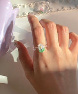 パステルフラワーアクリリックリング (2 colors)