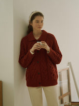 Cable collar cardigan (6653796647030)