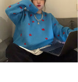 フラワーニット / Blue flower knit