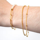 Pearl silver chain bracelet (6655047598198)