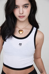 mii リブ クロップタンクトップ / mii RIBBED CROP TANK TOP WHITE