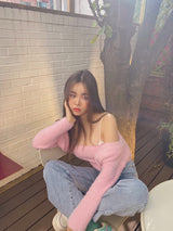 sky pink top cardigan (6676065026166)