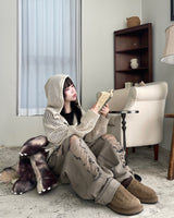 Hoshi mesh hooded knit zip-up