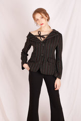 stripe offshoulder jacket (6640100409462)