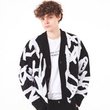 BIG LOGO CARDIGAN - BLACK (6675699073142)