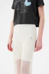 チェリーレースブーツカットパンツ / CHERRY LACE BOOTCUT PANTS [IVORY]